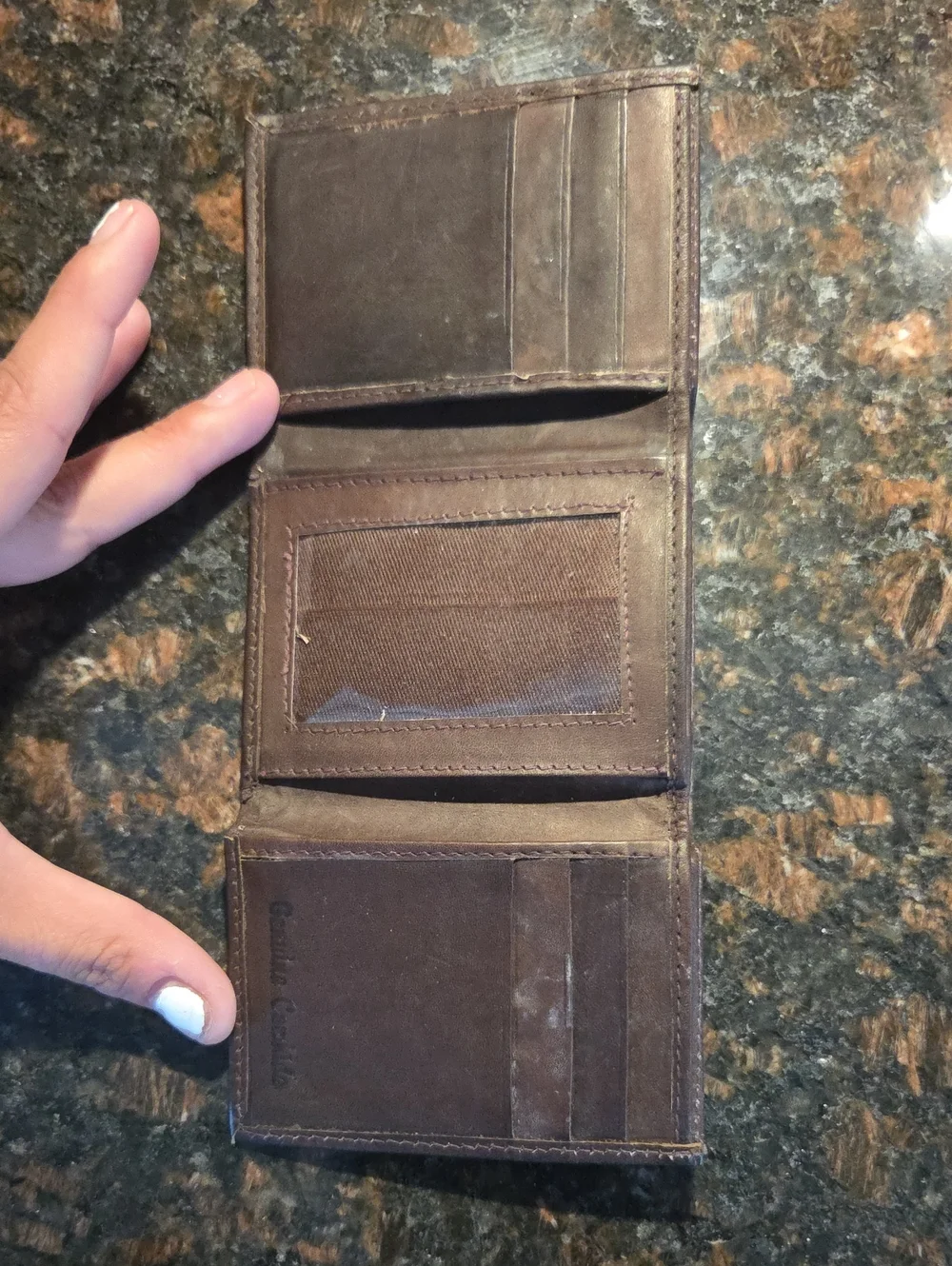 Vintage Leather Bulldog Embossed Men's Wallet - Dark Brown